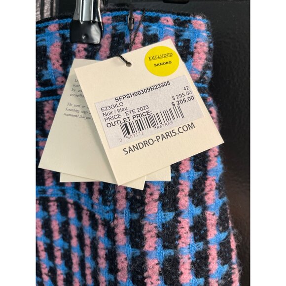 New Sandro $295 Gilo Plaid Tweed Shorts Sz 42 XL - Picture 7 of 9